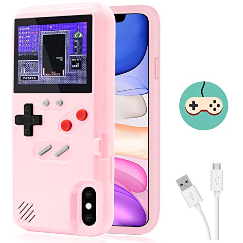 Dikkar Game Funda para iPhone, Estuche Autoamplificado con Cubierta Protectora Retro con 36 Juegos Pequeños,Pantalla a Color,Estuche para Videojuegos para iPhone X/Xs/MAX/Xr/6s/7/8P/11/12Pro/Max/Mini