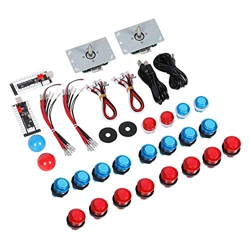 Diyeeni Juego de Arcade Clásico de Piezas de Bricolaje 2X Encoder USB + 2X 5Pin Joystick + 20x LED Pulsadores Iluminados, 2 Player LED Arcade Controller Kit para King of Fighters Home Arcade Project