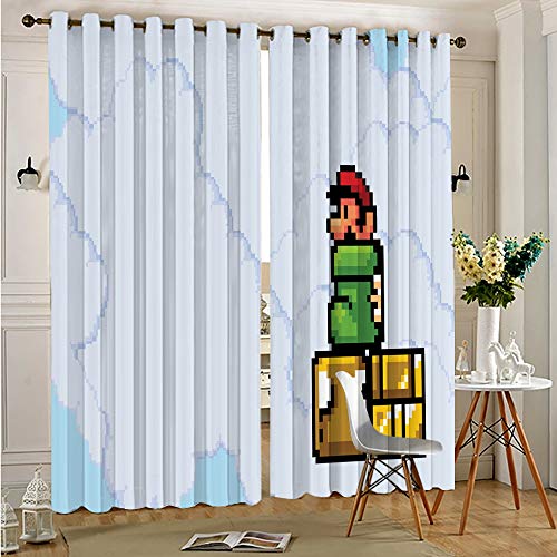 DONEECKL Cortinas rústicas para sala de estar Super Mario Bros insonorizadas sombra de 72 x 63 pulgadas con ojales superiores