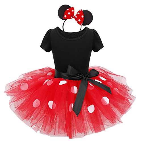 dPois Vestidos de Princesa Diadema Niña Bebé Fiesta Bautizo Tutú Ballet Danza Falda Lunares Bragas Disfraces Fantasía Carnaval Cumpleaños Infantil (6 Meses - 14 Años) Rojo 2 pc 8 Años