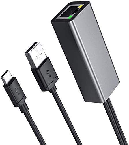 Dragon Trading - Adaptador Ethernet para Fire TV Stick y Chromecast, Chromecast Ultra 4k, Fire TV Cube,Chromecast 3/2/1, Micro USB a LAN RJ45 con cable de fuente de alimentación