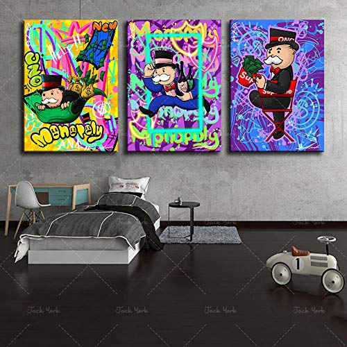 EDGIFT2 Lienzo Moderno Pintura nórdica Abstracta CAYENDO sobre Dinero Monopoly HD Arte de Pared Carteles Impresiones Imagen Sala de Estar Decoración Hogar 50X70cm 20x28 Pulgadas Sin Marco