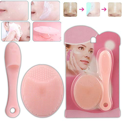 Egbert 2Pcs Silicona Mini Espinilla Remover Exfoliating Cara Lavado Facial Limpieza Cepillo Herramientas - Rosa Claro