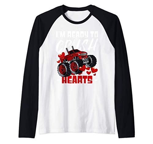 Estoy listo para aplastar corazones El monstruoso camión de Camiseta Manga Raglan