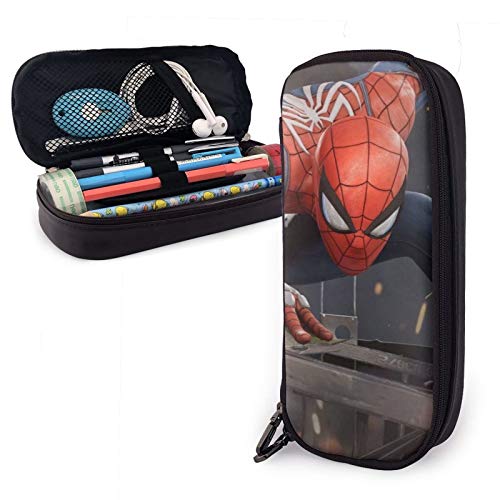 Estuche de piel con clip para guardar artículos de papelería, diseño de héroe de Marvel