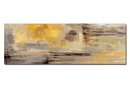 Fajerminart Cuadro En Lienzo - Amarillo Gris Cuadros Abstractos Impresiones sobre Lienzo, Lienzos Decorativos Adecuado para Cuadros Dormitorios, Cuadros Decoracion Salon Modernos 60x180cm(Sin Marco)