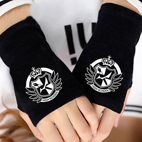 Fat Bear Moda Anime Danganronpa Logo Guantes Algodón Tejido Manoplas sin Dedos(H04)