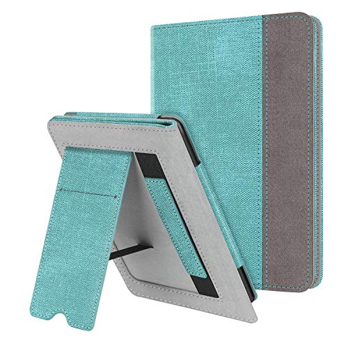 Fintie Funda Vertical para Kindle Paperwhite (Todas Las Versiones, Incluida 10.ª Generación, 2018) - Carcasa de Cuero Sintético con Bolsillo para Tarjeta y Correa de Mano, Verde Menta