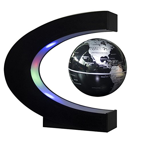 Forma C de Globo Flotante de levitación magnética rotación del mapa del mundo con luces LED Tierra Globo Forma C de Para Decoración de Escritorio Regalo de Cumpleaños de Navidad
