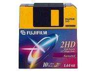 Fujifilm 3.5" MF2HD, 10-PK Black 2 MB - Disquetes (10-PK Black, 90 x 94 x 3,3 mm, 2 MB)