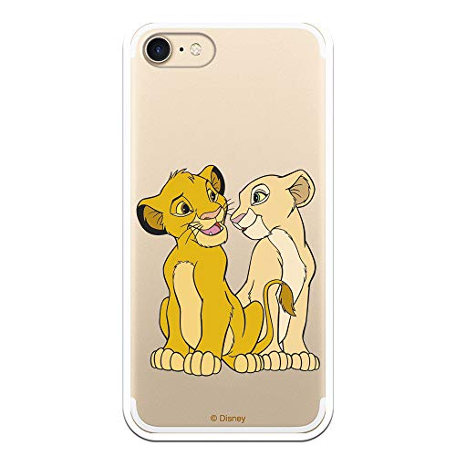 Funda para iPhone 7 - iPhone 8 - iPhone SE 2020 Oficial de El Rey León Simba y Nala Silueta para Proteger tu móvil. Carcasa para Apple de Silicona Flexible con Licencia Oficial de Disney.