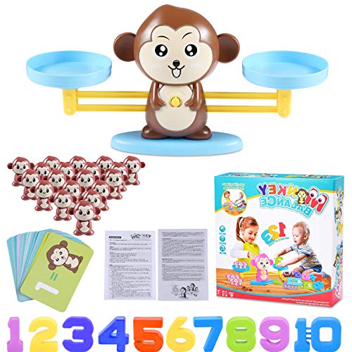 Funmo Juguete Animal Balanza, Monkey Balanza De Equilibrio, Balanza Digital De Mono, Niños Educación Temprana, Herramienta de Enseñanza para Niños Juego de Mesa Familiar