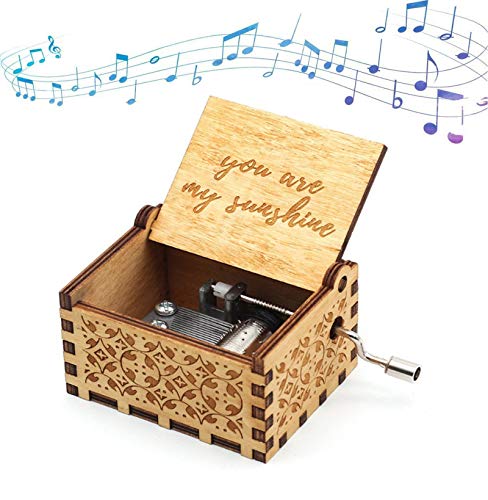 Funmo You Are My Sunshine Cajas de música de Madera, grabadas con láser, Vintage, Caja Musical de Madera, Regalos para cumpleaños, Navidad, día de San Valentín