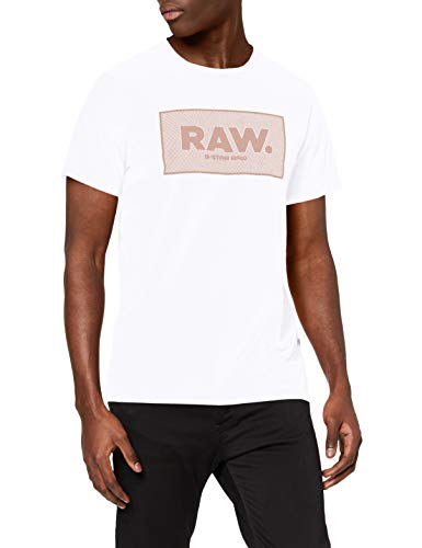 G-STAR RAW Boxed Straight Fit Camiseta, Blanco (White 336-110), L para Hombre