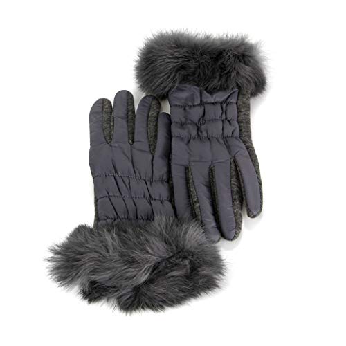 Generico - Guantes para mujer, color gris con piel sintética, 50% algodón, 50% viscosa, otoño, invierno, longitud 24 cm