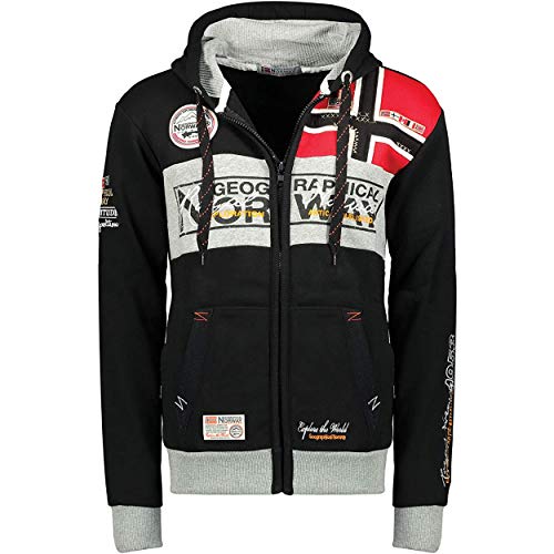 Geographical Norway Flyer - Sudadera con Capucha Y Bolsillo Canguro Hombre - Sudadera con Logo Estilo Hombres - Sudaderas Cómoda De Invierno - Hoodie Deportiva Moda Casual (Negro 3XL)