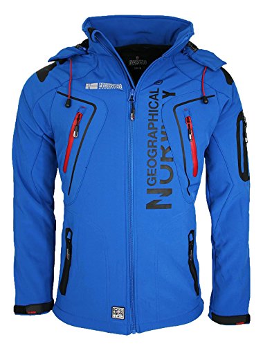 Geographical Norway Hombre de Tacto Suave Funciones Chaqueta para Exterior Impermeable - Azul, Medium