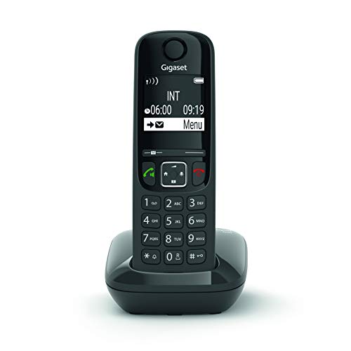 Gigaset AS690 - Teléfono inalámbrico, manos libres, pantall de gran contraste, agenda de 100 contactos, Color Negro