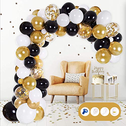 Globos de Fiesta Kit de Guirnalda, 121 Piezas Globos de látex Confeti para Bodas, Fiestas, Baby Shower, Feliz año nuevo Boda Cumpleaños Decoraciones