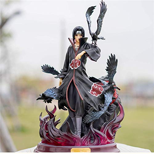 Gran Uchiha Itachi 29cm Figura Itachi Cuervo Ninjutsu Akatsuki Capa de pie Ver. Figura de acción de PVC Anime Naruto Itachi Sasuke Collect Model