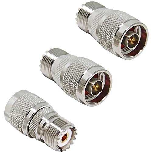 Greluma 3 Piezas N Macho a Conector Hembra UHF, N Macho a PL259 Hembra SO-239 Convertidor de Conector Coaxial para Antena de Radio RF