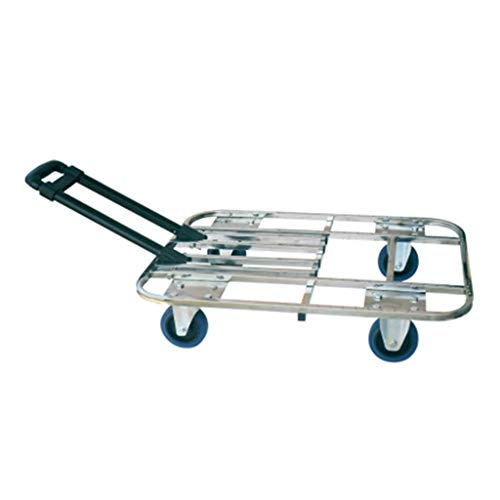 GUONING-L Compras Acero Inoxidable Carretilla Plegable portátil Coche Cama Plana Carro de camión vagón de equipajes del Coche Compras Mejor Regalo (Color: Plata, tamaño: 60 * 40 * 12,5 CM) Carrito