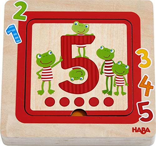 HABA 305529-Holzpuzzle Zahlenfreunde, Holzpuzzle AB 1 Jahr Puzzle de Madera, Color carbón (305529)