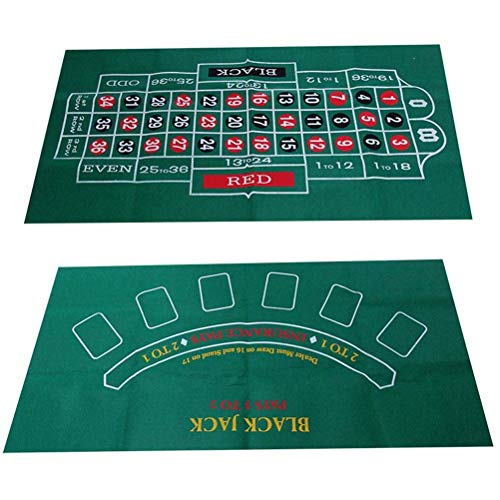 HEITIGN 60 * 120cm Mantel Portátil De Juego De Doble Cara, Ruleta Rusa No Tejida Blackjack Y Diseño De Ruleta Estera De Mesa De Juego Estera De Juego De Mesa