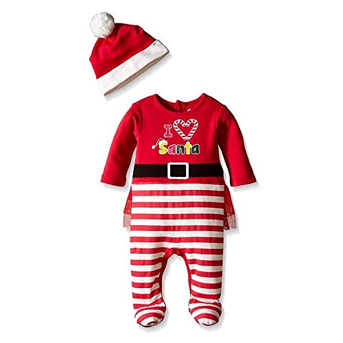 HHYSPA 2Pcs Baby Boy Girl Newborn My First Christmas Clothes Romper Hat Outfit Set 12-18Months