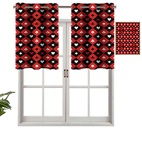 Hiiiman Cortinas opacas con cenefas antirayos UV para traje de ajedrez, diseño clásico a cuadros, juego de 2, 137 x 91 cm para interior comedor o dormitorio