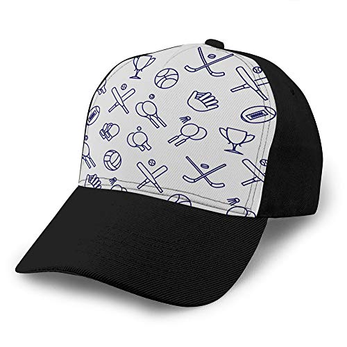 Holefg3b Gorras de béisbol para Hombres Gorras de béisbol de Tela Elegante de Perfil bajo, patrón sin Costuras con Accesorios de Juegos Deportivos Gorra de béisbol de Mezclilla Personalizada