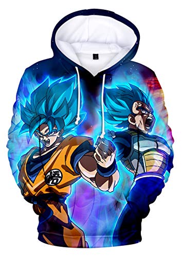 HUASON Sudaderas Dragon Ball Ropa Hombres y Niño 3D Impresión Sudaderas con Capucha de Media Temporada Tops Casual de Dragonball Super Son Goku Broly(S)