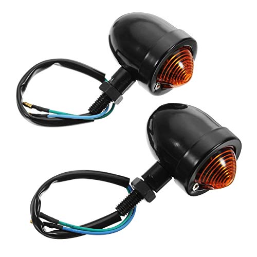 Intermitentes Led Moto, Bala motocicleta indicadores de direccionales Luces Negro/cromo for Harley Cafe Racer (Type : 3)