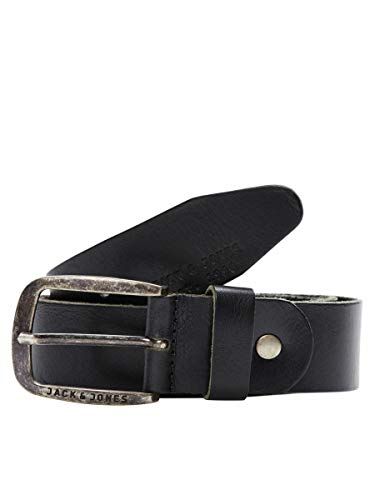 JACK & JONES JJIPAUL JJLEATHER BELT NOOS, Cinturón Hombre, Negro (Black), 95 cm (Talla del fabricante: 95)