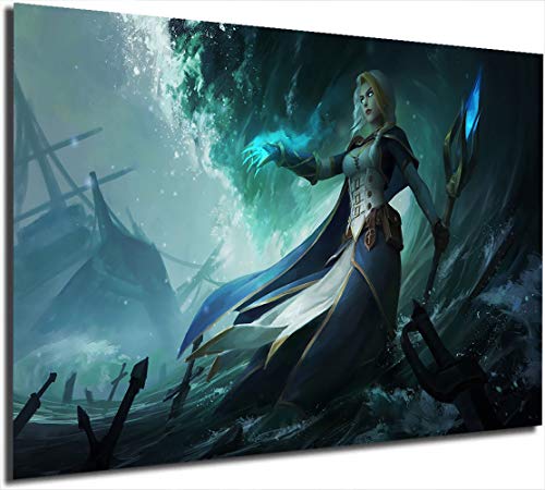 Jaina Proudmoore Lienzo decorativo para pared para dormitorio 50,8 x 71,1 cm, World of Wa-Rcraft, impresión sobre lienzo en la pared decoración del hogar, sin marco