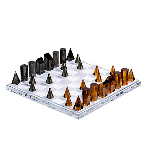 JJH Conjunto de ajedrez de Cristal de Lujo, Piezas de ajedrez geométricas estéticas, decoración artística del hogar, Juego de Mesa para Adultos y niños, edición Limitada