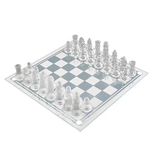 Juego de ajedrez con caja de ajedrez, figuras de ajedrez y tablero de ajedrez de cristal de alta gama, exquisito juego de ajedrez, disponible en tres tamaños