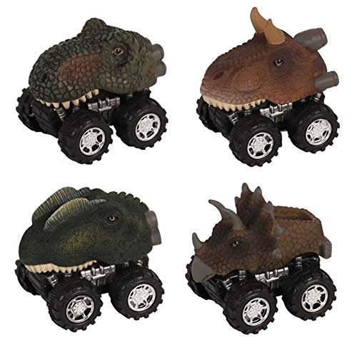 JZYLOVE JINZHIYANG 4 PCS Pull Back Dinosaur Model Cars Toy con Rueda de neumáticos Grandes Regalos creativos for niños Niños (Color : As Shown)