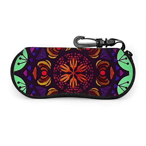 Kaleidoscope District Arte digital Juego de colores Anillos Estuche para gafas Estuche para gafas de sol Estuche para gafas con cremallera de neopreno ultraligero con mosquetón