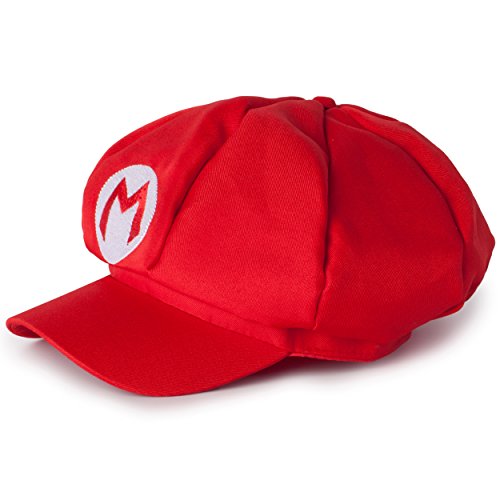 Katara Disfraz de Super Mario Bros. Gorra Clasica de Mario Niños Adultos, Carnaval Cosplay, Color Rojo (1659)