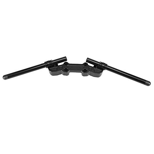 KIMISS Manillar de motocicleta, placa adaptadora con clip ajustable y juego de manillar retro para 650R ER-6F 06-16 (negro)