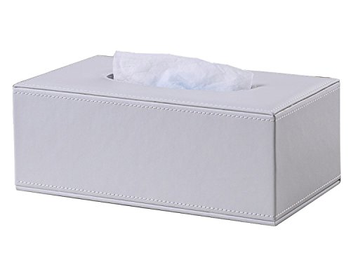 Kingfom rectangular piel sintética caja de pañuelos de papel Servilletero para la oficina en casa, decoración de coche Automotive (Blanco puro)