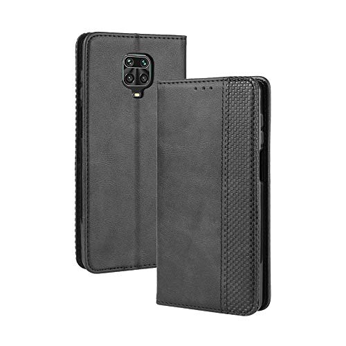 LAGUI Compatible para Funda Xiaomi Redmi Note 9 Pro, Carcasa Tipo Libro Protector Magnético y Plegable de PU Soporte de Ranuras para Tarjetas, Negro