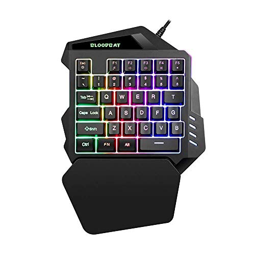 LaLa POP Con Una Sola Mano Teclado For Juegos Mecánicos LED Retroiluminado De 35 Teclas Portátil USB Micro Wired Keyboard Juego, Conveniente For Los Jugadores De PC De Oficina Teclado LOL/PUBG