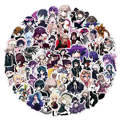 Lanseede Danganronpa Pegatinas 100pcs Cool Anime Stickers para computadoras Laptop Skateboard Stickers Laptop Skateboard Guitar Equipaje Vinilo Calcomanía Pegatinas