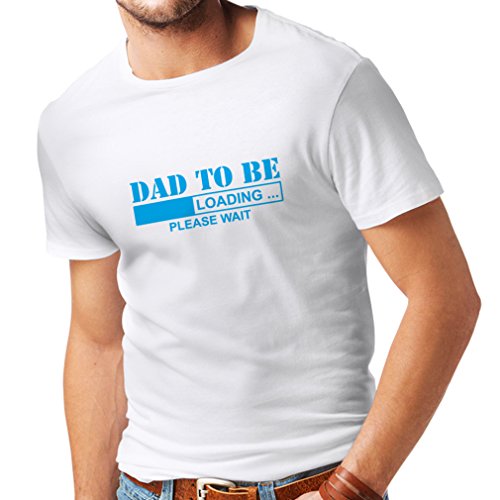 lepni.me Camisetas Hombre Padre Futuro, Anuncio de Embarazo, Ideas de Regalos Divertidos para Papi (Large Blanco Azul)