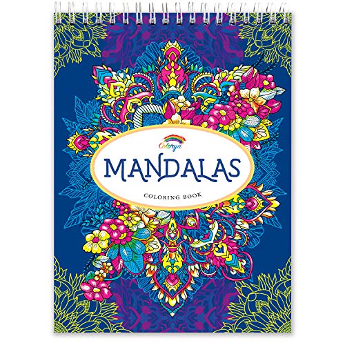 Libros Mandalas Colorear Adultos por Colorya, Papel Calidad Premium, Sin Manchas, Impresión A Una Cara, Libro Tamaño A4 y Espiralado - Libros Colorear Mandalas Adultos, Libros Colorear Adultos