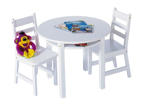 Lipper Internacional 524 W Juego de Mesa Redonda y 2-Chair Infantil, Color Blanco