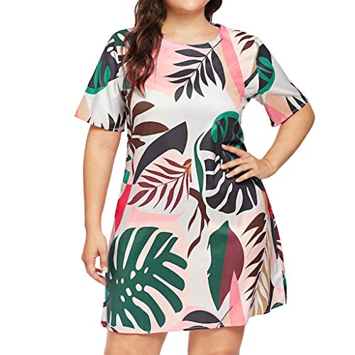 Liqiqi - Vestido holgado de mujer, estampado sin mangas, corto, de manga corta, tallas grandes, para verano, informal, para niña, para diario, fiesta, recta marrón XXXXXL