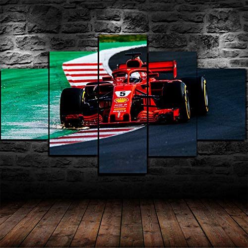 LIVELJ Puzzle-f1 Formula Ferrari Car/Enmarcado/5 Pieza impresión sobre Lienzo artística Pintura gráfica Hogar Decoracion Tamaño Total: (H-80 cm x M/B-150 cm)